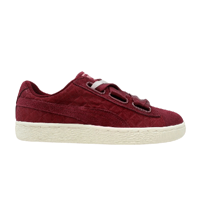 Pre-owned Puma Wmns Suede Heart Quilt 'cordovan' In Red