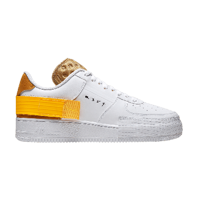 Pre-owned Nike Air Force 1 Type 'gold Suede' In White