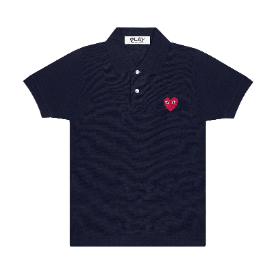 Pre-owned Comme Des Garçons Play Heart Polo 'navy' In Blue