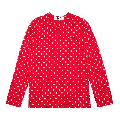 Pre-owned Comme Des Garçons Play Polka Dot Long-sleeve T-shirt 'red'