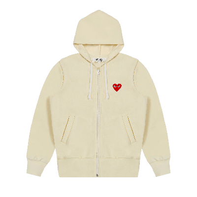 Pre-owned Comme Des Garçons Play Zip Up Hoodie 'ivory' In Cream