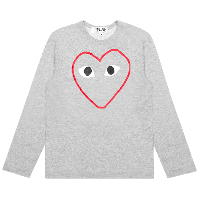 Pre-owned Comme Des Garçons Play Red Heart Sketch Long-sleeve T-shirt 'grey'