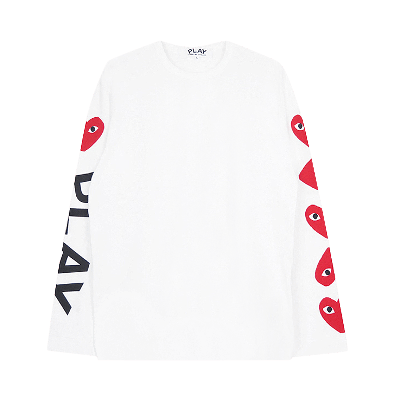Pre-owned Comme Des Garçons Play Alternating Hearts Long-sleeve T-shirt 'white'