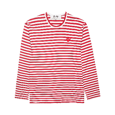 Pre-owned Comme Des Garçons Play Striped Long-sleeve T-shirt 'red'