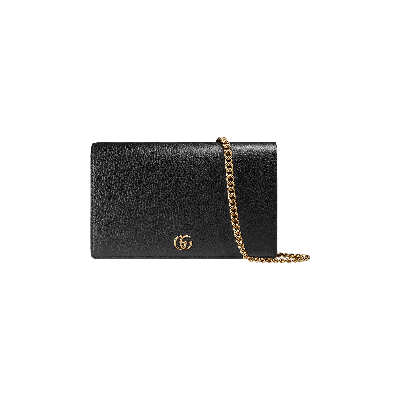 Pre-owned Gucci Gg Marmont Leather Mini Chain Shoulder Bag 'black'