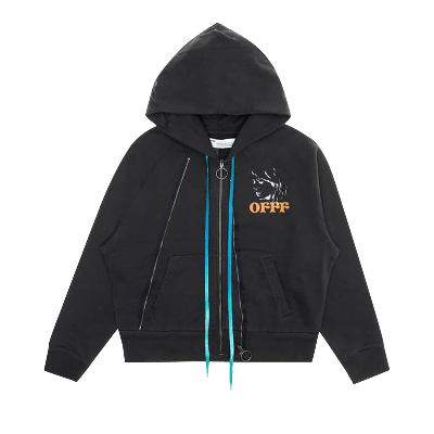 Pre-owned Off-white Face Print Hoodie 'black'
