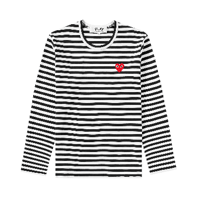 Pre-owned Comme Des Garçons Play Striped Long-sleeve T-shirt 'white'