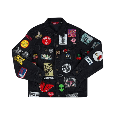 Pre-owned Supreme Patches Denim Trucker Jacket 'black'