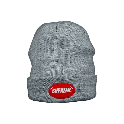 Pre-owned Supreme Rubber Patch Beanie 'grey'