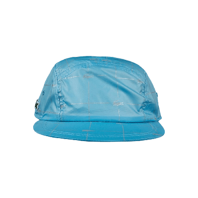 Pre-owned Supreme X Lacoste Reflective Grid Nylon Camp Cap 'blue'