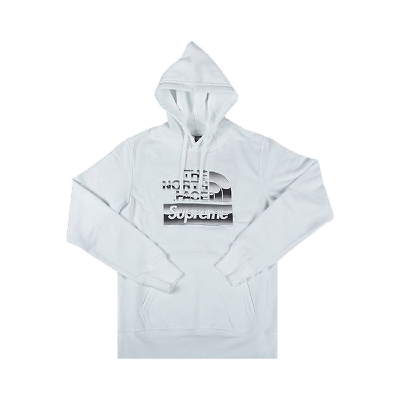 Pre-owned Supreme X The North Face Metallic Logo Hooded Sweatshirt 'white'