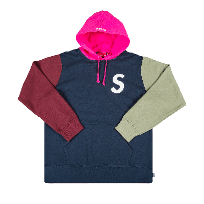 Pre-owned Supreme S Logo Colorblocked Hooded Sweatshirt 'navy' In Blue