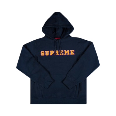 Pre-owned Supreme Cord Collegiate Hooded Sweatshirt 'navy' In Blue