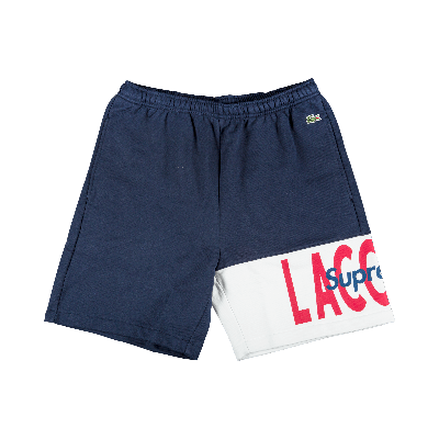 Pre-owned Supreme X Lacoste Logo Panel Sweatshort 'navy' In Blue