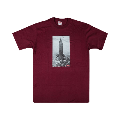 Pre-owned Supreme Mike Kelley The Empire State Building T-shirt 'burgundy' In Red