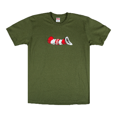 Pre-owned Supreme Cat In The Hat T-shirt 'olive' In Green