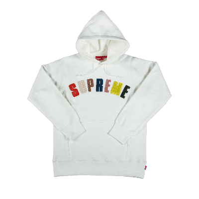 Pre-owned Supreme Chenille Arc Logo Hooded Sweatshirt 'white'