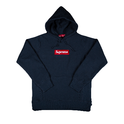 Pre-owned Supreme Box Logo Hooded Sweatshirt 'navy' In Blue