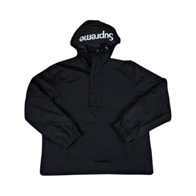 Pre-owned Supreme Hooded Logo Half Zip Pullover 'black'
