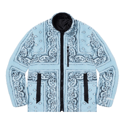Pre-owned Supreme Reversible Bandana Fleece Jacket 'light Blue'