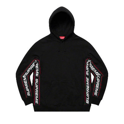 Pre-owned Supreme Text Rib Hooded Sweatshirt 'black'
