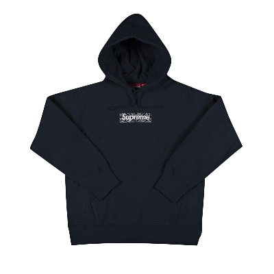 Pre-owned Supreme Bandana Box Logo Hooded Sweatshirt 'navy' In Blue