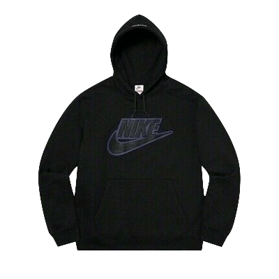 Pre-owned Supreme X Nike Leather Appliqué Hooded Sweatshirt 'black'