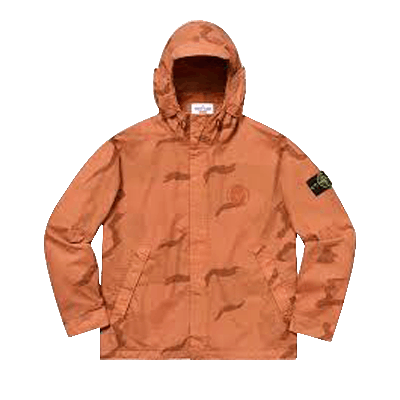 Pre-owned Supreme Stone Island Riot Mask Camo Jacket 'coral' In Orange