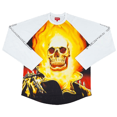 Pre-owned Supreme Ghost Rider Raglan Long-sleeve Top 'white'