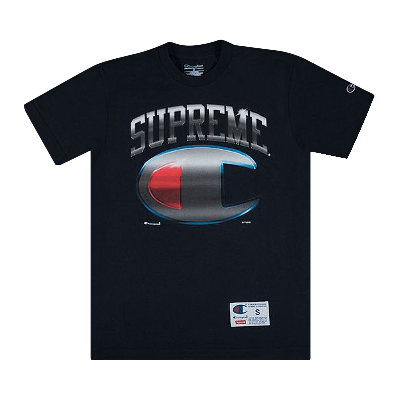 Pre-owned Supreme Champion Chrome Short-sleeve Top 'navy' In Blue