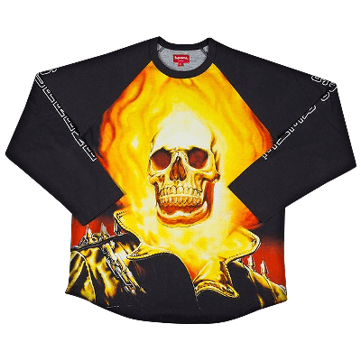 Pre-owned Supreme Ghost Rider Raglan Long-sleeve Top 'black'