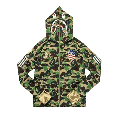Pre-owned Bape X Adidas Sb Shark Hoodie 'green'