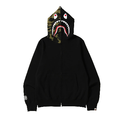 Pre-owned Bape Shark Full Zip Hoodie Camo Hood 'black'