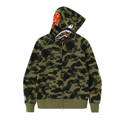 Pre-owned Bape 1st Camo Shark Full Zip Hoodie (fw18) 'green'