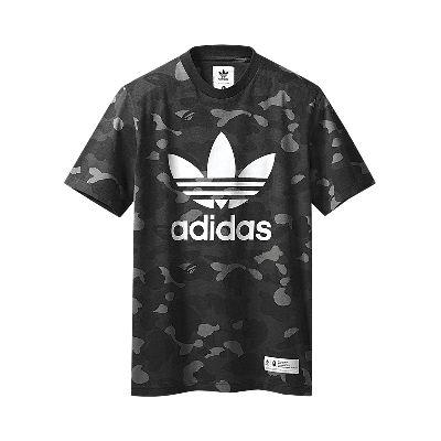 Pre-owned Bape X Adidas Adicolor T-shirt 'cinder' In Grey