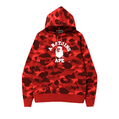 Pre-owned Bape Color Camo College Pullover Hoodie 'red'
