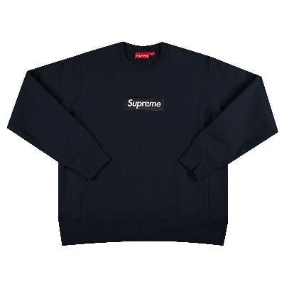 Pre-owned Supreme Box Logo Crewneck 'navy' In Blue