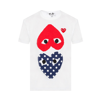 Pre-owned Comme Des Garçons Play Polka Dot Mix Heart T-shirt 'white'
