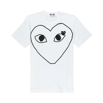 Pre-owned Comme Des Garçons Play Outline Heart Logo T-shirt 'white'