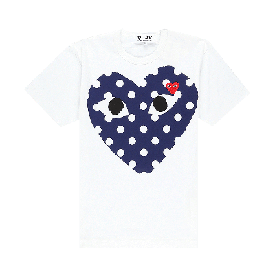 Pre-owned Comme Des Garçons Play Polka Dot Heart T-shirt 'white'