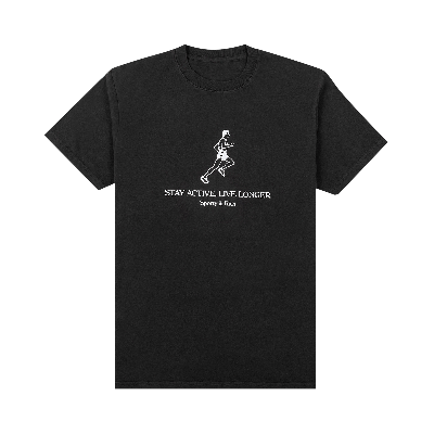 Pre-owned Sporty And Rich Live Longer T-shirt 'black/white Print'