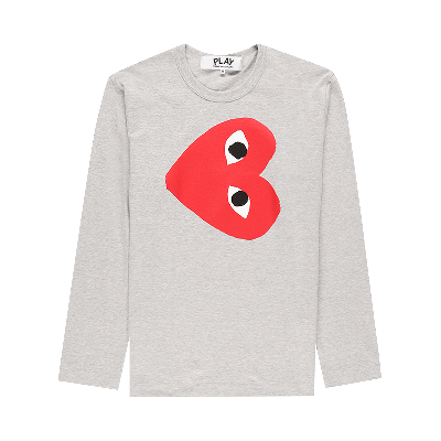 Pre-owned Comme Des Garçons Play Comme Des Garçons Long-sleeve Play T-shirt With Sideways Red Heart 'grey'