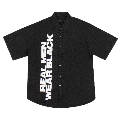 Pre-owned Vlone 'real Men Wear Black' Short-sleeve Button Up Shirt Black