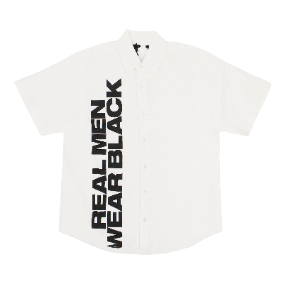 Pre-owned Vlone 'real Men Wear Black' Short-sleeve Button Up Shirt White
