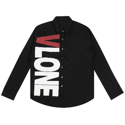 Pre-owned Vlone Long-sleeve Shirt Sideways Button Up 'black'