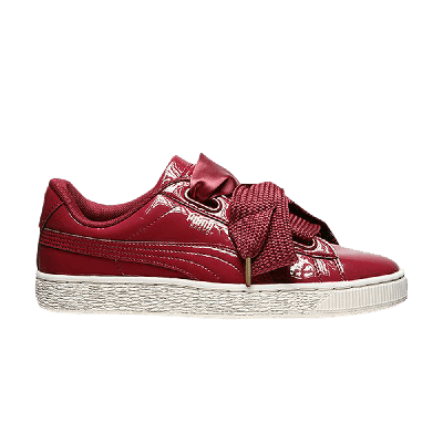 Pre-owned Puma Wmns Basket Heart Patent 'tibetan' In Red