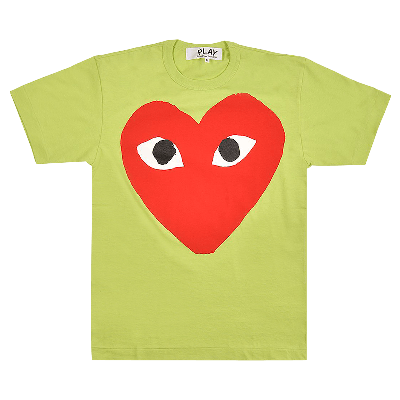 Pre-owned Comme Des Garçons Play Pastelle Red Logo T-shirt 'green'