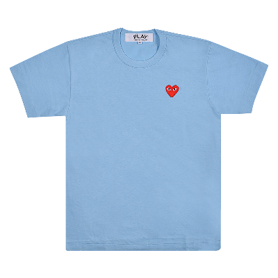 Pre-owned Comme Des Garçons Play Pastelle Red Emblem T-shirt 'blue'