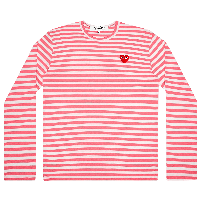 Pre-owned Comme Des Garçons Play Pastelle Striped Long-sleeve Shirt 'pink'