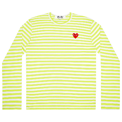 Pre-owned Comme Des Garçons Play Pastelle Striped Long-sleeve Shirt 'green'